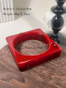 1pc Vintage Resin Acrylic Bangle Bracelet For Women, Korean Style Cuff Jewelry Accessory, Designer Round Shape, New Gift