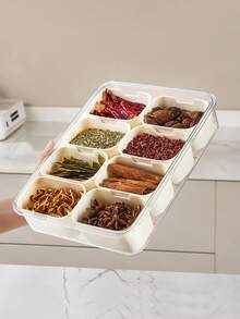 1pc Transparent Crisper Box With Lid, 4/8/9 Compartments Capacity, Divider Storage Dinner Plate, Divider Storage Box With Handles, Fridge Storage Box With Removable Snack Box, Spice, Dry Ingredients, Candy, Vegetable, Fruit, Nut Storage Box, Kitchen Food Storage Box, Suitable For Family, Travelling, Party, Picnic,(Do Not Clean In The Dishwasher) - Multicolor - View 11