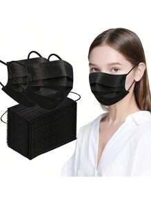 50pcs Disposable Face Masks,Available In A Variety Of Colors,Soft On Skin,3-Ply Facial Cover With Elastic Earloops - Perfect For Home,School,Office,Outdoors And Camping!