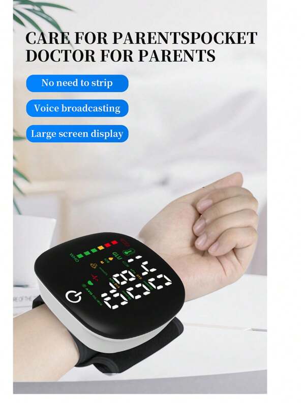 Nuovo strumento per la misurazione della pressione sanguigna da polso, sfigmomanometro elettronico di grado medico con display a LED