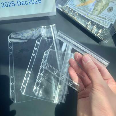 5 Peças Bolsas de Armazenamento de Fichário Transparente Multiuso Tamanhos A5, A6, A7, M5, Material PVC mais Transparente e Durável, Sem Design de Deslizamento, Pode Armazenar Mais Suprimentos, Pode Ser Usado Como Bolsa de Plano de Economia, Bolsa de Papelaria, Bolsa de Armazenamento de Documentos, Suprimentos Escolares para Casa e Escola