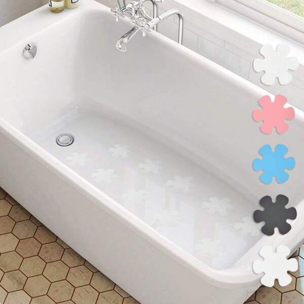 12pcs Non Slip Bathtub Stickers, Shower Stickers For Bathroom Tubs, Bathtub Non Slip Stickers And Adhesive Decals Scraper For Bath Tub, Shower Floor, Stairs, Ladders
