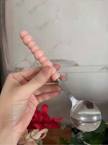 2/3 Pcs Colorful Pearl Stainless Steel Spoons With Plastic Handles, Cute Soup/Dessert Spoons, Girls Style Home Utensils,School Supplies