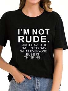 Summer Women's Front Printed Short Sleeve T-Shirt Tops Comfortable Breathable Fabric Casual Sport Style Rude