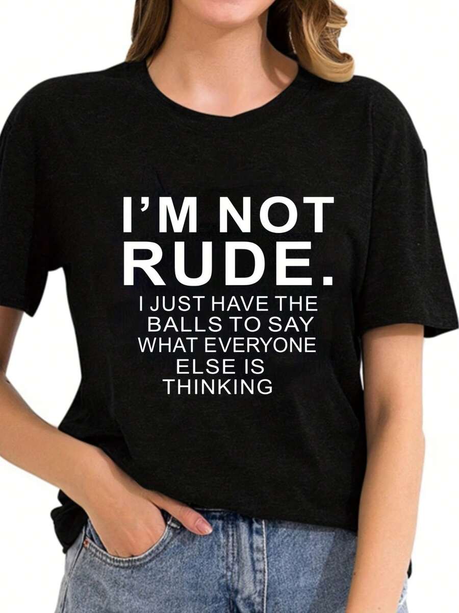 Summer Women's Front Printed Short Sleeve T-Shirt Tops Comfortable Breathable Fabric Casual Sport Style Rude