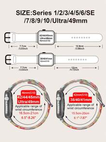 Colorful Flower Pattern 1pc Soft Elastic Breathable Comfort Replacement Wrist Band Strap Compatible With Samsung, Garmin, Honor Smartwatches, Compatible With Apple Watch