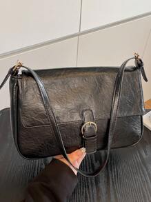 Bolso hobo con solapa con decoración de hebilla para adolescentes, niñas, mujeres, estudiantes universitarios, novatos y trabajadores de cuello blanco, perfecto para la oficina, el trabajo, los negocios, el mejor bolso de trabajo para mujeres