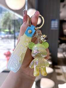 1pc Creative Colorful Standing Bear Keychain Pendant, Cute Gradient Color Animal Figurine Keychain Decor, Suitable Gift For Classmates, Friends, Family, Valentine's Day, Birthday, Party Outfit Accessories School Car Accessories Goth Y2k