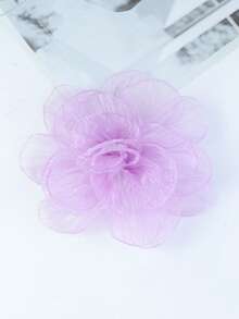 Elegant Handmade Chiffon Large Floral Brooch Hair Clip, For Women Clothing, Wedding Accessories - Yarn Flower - View 15