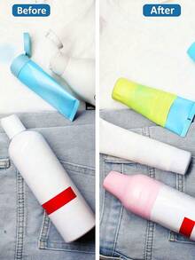 1件/4件/1套硅胶防漏旅行瓶套装便携式可再填充挤压容器用于洗发水乳液洗漱用品旅行瓶套装随身可再填充挤压容器用于洗发水乳液洗漱用品旅行瓶套装带便携式储物袋 - 彩色 - 查看 10