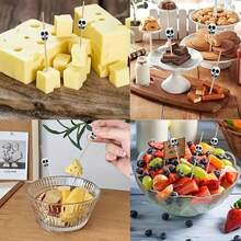 200 piezas/100 piezas/80 piezas/50 piezas/40 piezas/25 piezas/20 piezas/5 piezas Pinchos de bambú con forma de calavera blanca, palillos decorativos, decoración de mesa, pinchos para barbacoa, Honbay Pinchos de fruta con calavera, pinchos de fruta para fiestas, decoraciones, regalos, adecuados para fruta, comida, complementos de hamburguesa, pasteles, sándwiches, agitadores de bebidas, aplicables para bodas, cumpleaños, fiestas