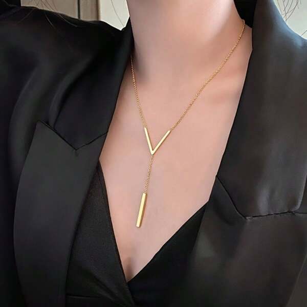 1 pièce Long collier élégant et simple pour femme, style polyvalent de ras-de-cou