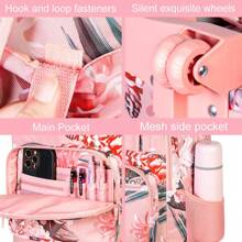 Rolling Backpack For Girls, Girl Roller Wheels Bookbag, Laptop Flower Wheeled School Bag With Wheels For Teens