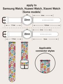 Colorful Flower Pattern 1pc Soft Elastic Breathable Comfort Replacement Wrist Band Strap Compatible With Samsung, Garmin, Honor Smartwatches, Compatible With Apple Watch