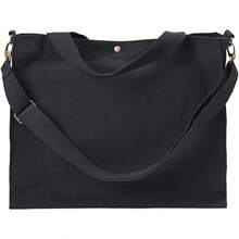 Heavy Duty Canvas Extra Large Shoulder Crossbody Bag Grocery Shopping Bag Beach Tote Multi Purpose Daily Use-0029 - màu đen - Xem 2