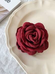 1 pieza Elegante clip de pelo de unicolor minimalista y grande con forma de rosa, adecuado para usar a diario. Clips, pinzas y accesorios de pelo para mujer para looks casuales de otoño e invierno y vacaciones