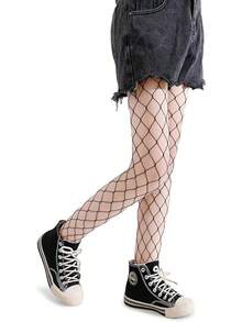 Pareberry Girl's Wide Fishnet Stockings Children's High Waist Mesh Tights For Age 5-14
