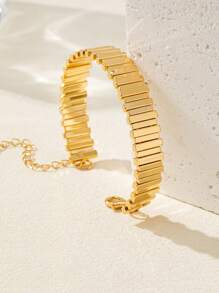 1pc/Set Adjustable Size Thick Copper Alloy Irregular Line Watch Chain Women's Open Bracelet Suitable For Daily Wear By Women