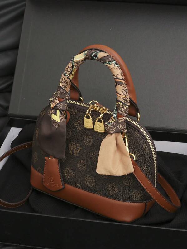 Damen Mode Lesebrille Muster Schal verzierter hochwertiger Crossbody-Beutel, elegante muschelförmige Geldbörse, Handtasche mit hochwertiger Anmutung für Einkaufen, Abendparty, Handy- und Münzfach, Umhängetasche