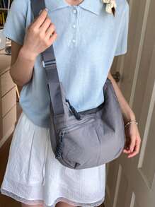 peach tree Crescent/Dumpling Shaped Shoulder Bag For Women, Casual Crossbody Tote Bag Suitable For University, School, Travel, Outings, Large Capacity, Lightweight, Fashionable, Perfect Gift For Friends And Valentine's Day - Peach Tree Brand
