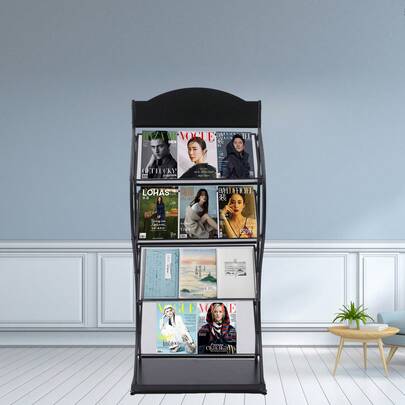 Bazargame 4 Layers Magazine Rack Floor-Standing, 4-Tier Floor-Standing Magazine Rack, Calligraphy Stand Shelf, Brochure Stand, Leaflet Display Stands Free Standing