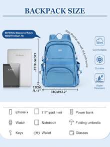Mochila Escolar Leve, Mochila Escolar Universitária para Ensino Médio e Fundamental para Meninos e Meninas, Mochila para Laptop de Até 15,6 Polegadas, Mochila de Viagem para Meninos e Meninas, Mochila Casual para Dia a Dia, Viagem de Avião, Trabalho, Bolsa de Academia para Caminhada e Acampamento Ao Ar Livre