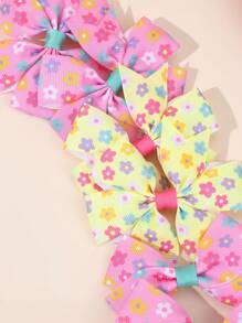 8pcs Flower Pattern Hair Bows For Girls Colorful Flower Printed Grosgrian Ribbon Bow Alligator Clips Pink Yellow Flower Bow Hair Clips Cute Vacation Bow Sets Barrettes Teens Hair Accessories