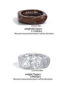 1pc Exaggerated Fashion Punk Style Asymmetrical Resin Bracelet, Minimalist Retro Thick Jewelry, Suitable For Women's Commute, Gathering With Friends, Romantic Vacation, Street Photography, Fashion Show Outfit Accessories (Bangle Color Pattern May Vary From Actual Product)