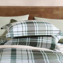 King Comforter Set, Classic Red Black Plaid-Piece Bedding Set, Farmhouse Lightweight All-Season Bed In A Bag With Sheets, Pillowcases & Shams, Home Decor - 橄欖綠 - 查看 6
