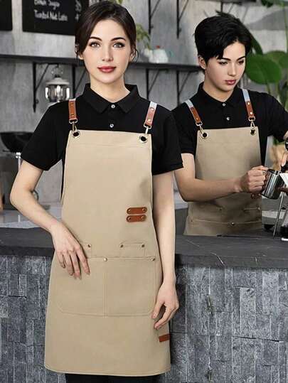 New Waterproof, Oil-Resistant Apron For Home Cooking, Fashion Design For Men & Women, Durable & Dirt-Resistant For Coffee Shop, Restaurant Work
