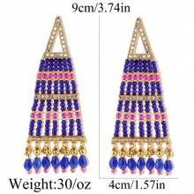 1 Pair Of Zinc Alloy Plated With 18k Gold Colored Rice Beads, Triangular Shaped Earrings, Faux Pearl Sticky Water Diamond Bohemian Style Women's Earrings, Daily Summer Beach Vacation Earrings