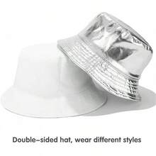 Unisex Reversible Bucket Hat For Beach And Fishing - 銀白色 - 查看 7
