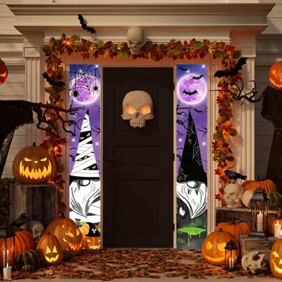 1 pièce Couplet d'horreur d'Halloween, couplet à motif de citrouille naine effrayante, convient pour la fête d'Halloween, la fête des vacances, la décoration de la maison, le plus adapté pour la décoration d'automne, la décoration de la pièce, la décoration d'automne