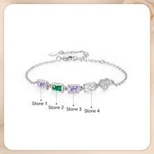 1pc Customized Birthstone Bracelet, Personalized Birthstone Jewelry Gift For Mom, Grandma, Family Birthstone Letter Bracelet, Mother's Day Gift, Expecting Mom Gift - Silver - View 8