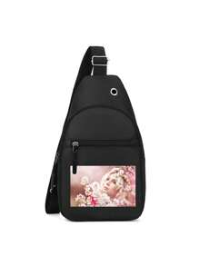 1 Piece Customized Waist Bag, Chest Bag, Casual, Fashionable, Letters, DIY, Simple, Light, Portable, Large Capacity, Wear-Resistant, Solid Color, Travel, Shopping, Zipper, Multi-Function, Multiple Bags