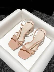 Sandalias de tacón alto y plataforma con punta cuadrada, tira de tobillo y tacón ancho, zapatos versátiles para vestidos de fiesta