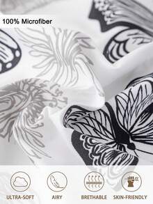 3pcs/Set Butterfly Pattern Duvet Cover Set(1 Duvet Cover & 2 Pillowcase)Soft And Skin-Friendly Duvet Cover Bedding Set For Home, All Season Bed Sheets Set - Multicolor - View 5