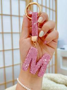 Llavero con iniciales de cristal brillante con strass - Colgante de cristal con suerte, encanto de aleación brillante para bolsos y mochilas - Regalo perfecto para cumpleaños y ocasiones especiales, llavero, anillo, accesorio para bolso, mochila, coche, colgante para mujeres y niñas, accesorios para billetera y bolso, iniciales de la A a la Z