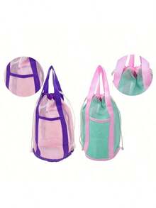 1pc Large Beach Toys Mesh Bag,Adjustable Shoulder Strap, Drawstring, Collect Seashells, Creative Digging Sand Shell Bag& Beach Toys Bag,Garden Toys,Shell Toy,Toy Bag