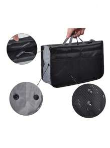 Organizador de bolsa feminino para viagem, bolsa de maquiagem para senhoras grande e revestida, bolsa de tote feminina clássica portátil, acessórios de maquiagem para meninas adolescentes, estudantes universitárias, novatas e trabalhadoras brancas. Organizador interno clássico de maquiagem, suprimentos escolares, presente para professora, acessórios de volta às aulas