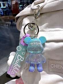 1pc Creative Colorful Standing Bear Keychain Pendant, Cute Gradient Color Animal Figurine Keychain Decor, Suitable Gift For Classmates, Friends, Family, Valentine's Day, Birthday, Party Outfit Accessories School Car Accessories Goth Y2k