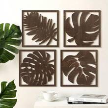 1/75 Seturi disponibile, 4 buc/set Broaște țestoase maro cu spate, frunze verzi, plante, model pătrat, decorațiuni de artă modernă, plăci și semne, decorațiuni interioare, decorațiuni pentru camere (cu lipici punctat)
