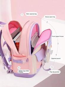 Set di 3 pezzi, zaino di moda con borsa termica e astuccio, design multi-scomparti di grande capacità, chiusura con doppia cerniera, cinghie antiscivolo con molletta sul petto, tasche laterali per bottiglia d'acqua e ombrello, adatto per uso quotidiano e viaggi, zaino in poliestere impermeabile, regalo per il ritorno a scuola, forniture scolastiche, leggero, portatile, con astuccio, carino, adatto per ragazze adolescenti, donne, studenti universitari, perfetto per il ritorno a scuola, il primo giorno di scuola, la scuola elementare