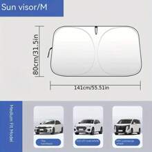 1pc Car Windshield Sunshade - Reflective Surface UV Blocking Heat Shield, Portable In-Car Sun Visor Protector, Fit For All Vehicle Models