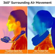 Portable Neck Fan, Hands-Bladeless Fans, 360 ° Airflow, 4000 MAh Battery Operated Wearable Personal Fan, Twistable, Rechargeable Fans Outdoor Indoor, Birthday Gifts Men Women-Black