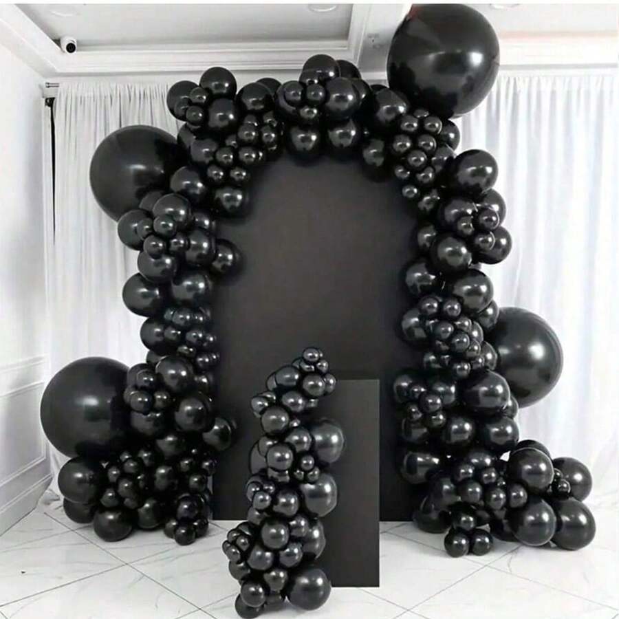 64/30pcs Black Latex Balloon Set - Includes 18", 12", 10" And 5" Sizes, Suitable For Birthday, Wedding, Graduation, Party, Anniversary, Halloween And Christmas - Black - View 1
