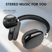Gerripuer Foldable Wireless Gaming Headphones, Stereo Headphones, Long Battery Life Headphones With Headband, Suitable For Gaming, Music Listening, Daily Use, Travel, Gym Or Outdoor Activities, Work Or Study, Also A Great Gift - Black - View 3