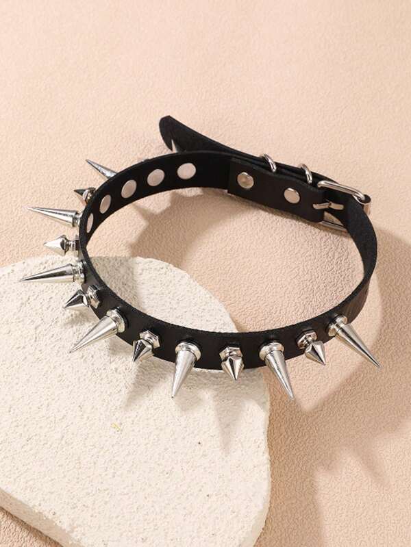 1 pieza Collar tipo gargantilla con picos de estilo gótico punk rock
