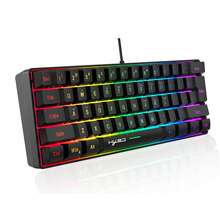 HXSJ 60% Wired Gaming Keyboard, RGB Backlit Mini Keyboard, Type-C To USB Waterproof Small Ultra-Compact 61 Keys Keyboard For PC/ Gamer, Typist, Travel, Easy To Carry On Business Trip - Black - View 8