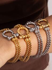 316L Stainless Steel Asymmetric Bracelets For Women Couples Personalized Creative Fashion Waterproof Party Jewelry Gifts, Ladies' Daily Party Accessories, Fashionable Jewelry, Best Friend Gifts
